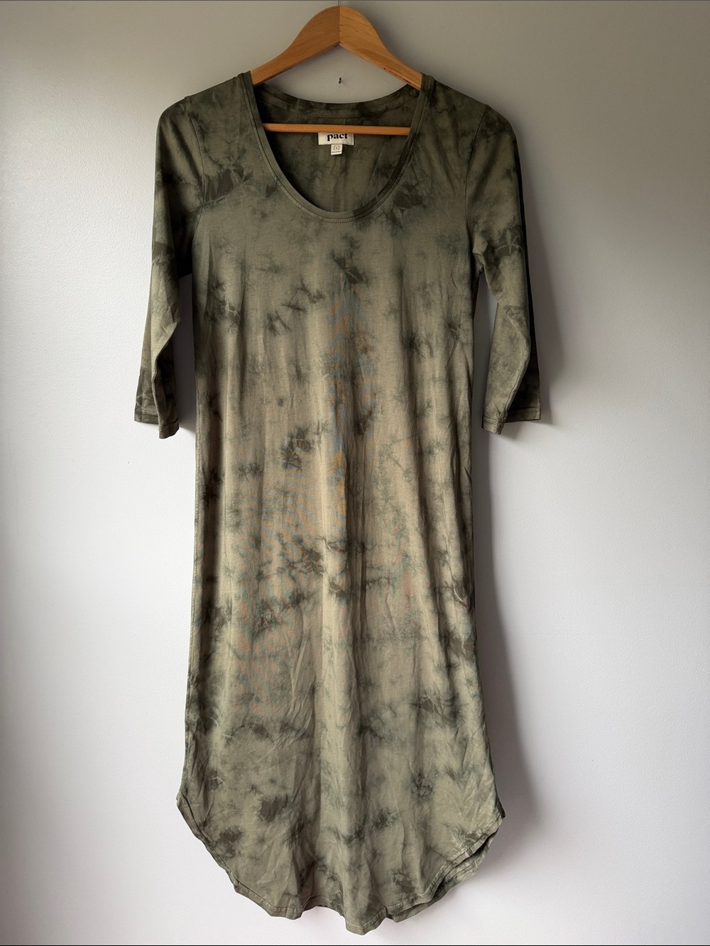 Pact Olive Green Tie-Dye Midi Dress size S